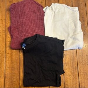 Bundle of Girls Old Navy Ribbed Tops, Sz L 10/12, XL 14/16), Black, Cream, Red